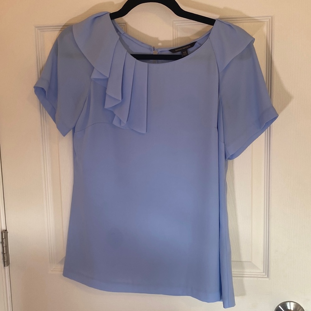 Banana republic blue flutter top, light blue, XS